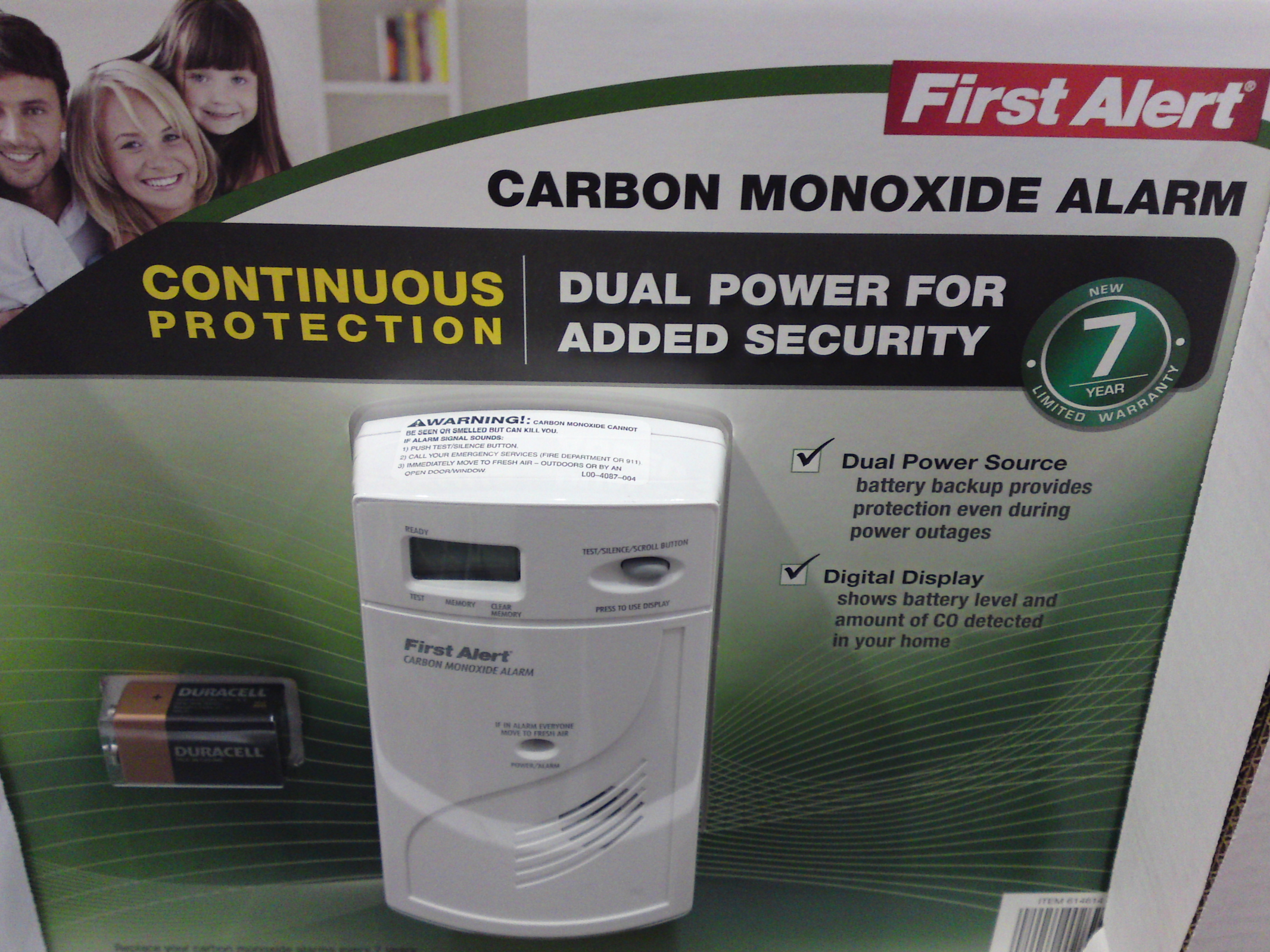 First Alert CO614B Plugin Carbon Monoxide Alarm with 9V Battery Backup