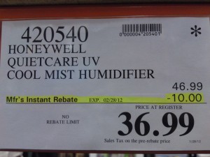 Honeywell Humidifier Price at Costco $36.99 Honeywell Humidifier Price at Costco $36.99 for a limited time