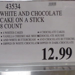 costco Count  a Product: Costco price   8 Chocolate New on Stick White tiramisu Cake  cake amp;