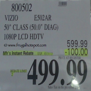 Costco Deal: Vizio 50&quot; E-Series 1080p LCD HDTV Smart TV $499.99 | Frugal Hotspot