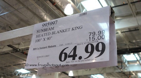 Sunbeam King Size Velvet Plush Heated Blanket Costco Price