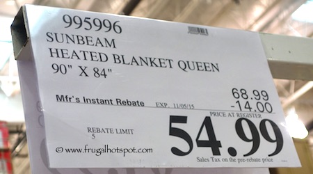 Sunbeam Queen Size Velvet Plush Heated Blanket Costco Price