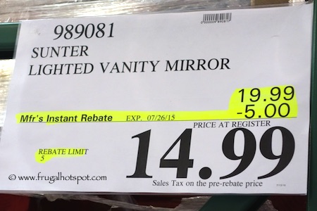 Costco Sale: Sunter Lighted Vanity Mirror USD 14.99 Frugal Hotspot