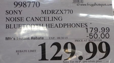 Sony Wireless Noise Canceling Headphones MDRZX770 Costco Price
