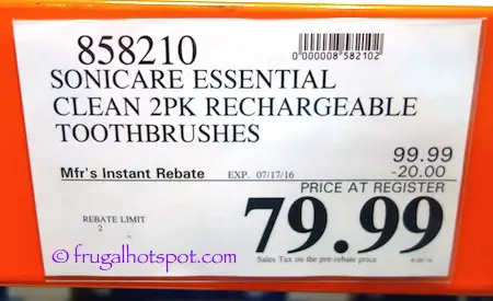 Philips Sonicare EssentialClean Rechargeable Toothbrush 2-Pack Costco Price | Frugal Hotspot