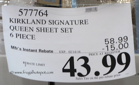 Kirkland Signature 540 Thread Count Sateen 6-Piece Sheet Set Costco Price