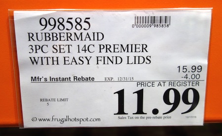 Rubbermaid Premier 14-Cup Storage 6-Piece Set Costco Price