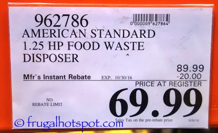 American Standard Food Waste Disposer Costco Price | Frugal Hotspot