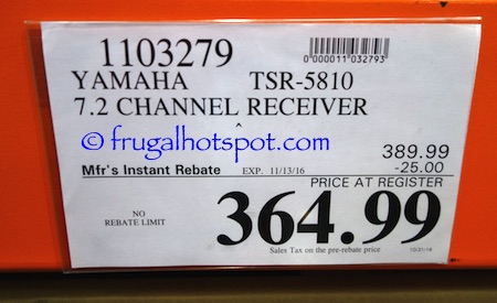 Yamaha 7.2 Channel AV Receiver (TSR-5810) Costco Price | Frugal Hotspot