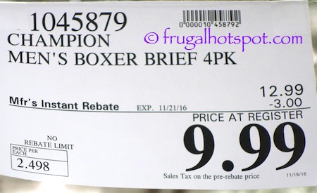 hampion Men's Boxer Brief 4-Pack Costco Price | Frugal Hotspot
