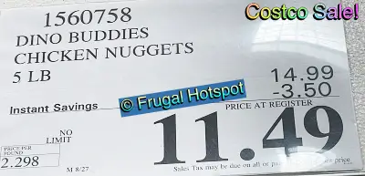 Dino Buddies The Original Dinosaur-Shaped Chicken Breast Nuggets 5 pounds | Costco Sale Price | Item 1560758