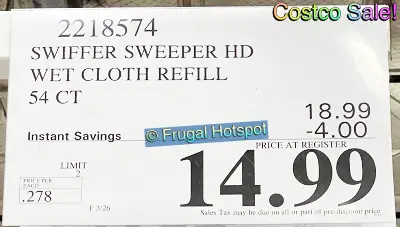 Costco Sale Price | Swiffer Sweeper Heavy Duty Wet Cloths Lavender