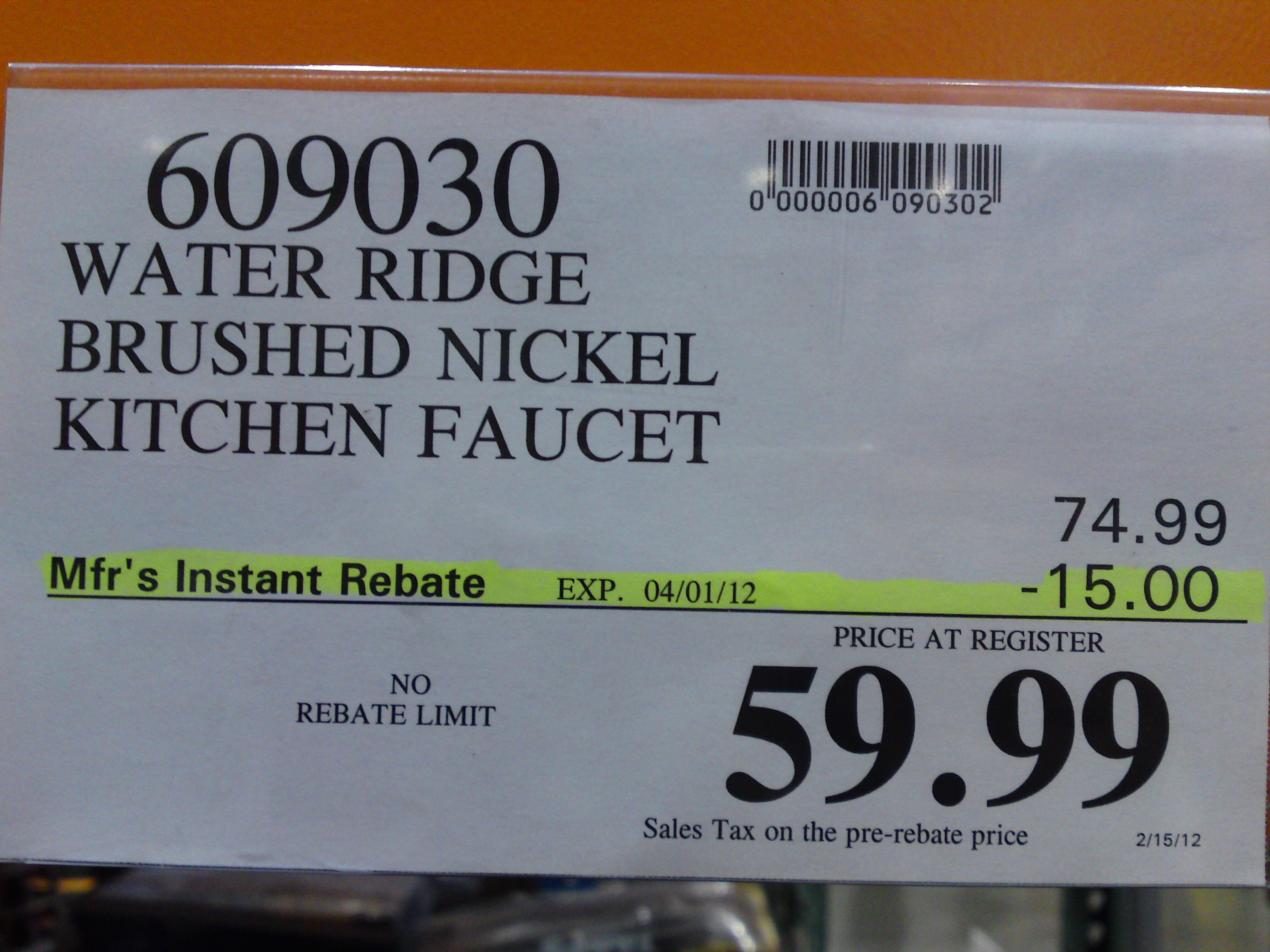 Water Ridge Faucet Costco Manual