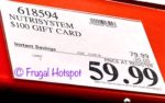 Costco Sale Price of $100 Nutrisystem Gift Card