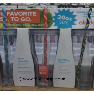 Aladdin 3 Pack of 20 Ounce To Go Cups (with 6 reusable straws) at Costco 