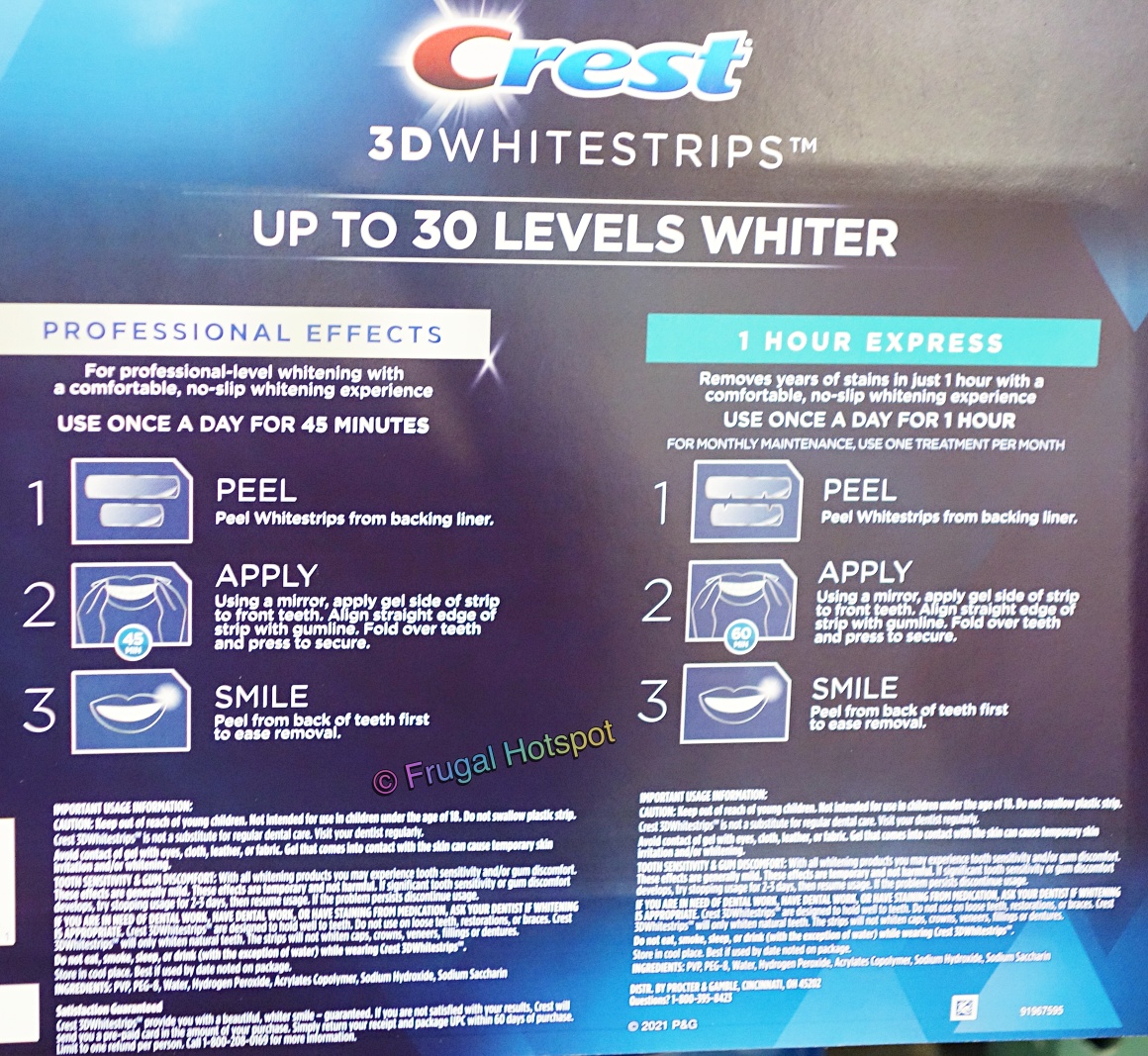Crest 3D Whitestrips Combo Pack Professional Effects and 1 Hour Express | info | Costco