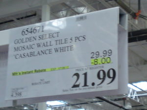 Costco Price Golden Select Casablanca Marble, Glass and Stone Mosaic Wall Tile 5 Piece