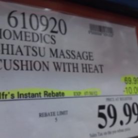 Costco Price HoMedics Shiatsu Massage Cushion with Heat