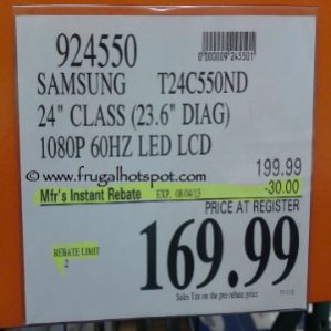 Samsung 24" Class 1080p LED LCD HDTV Costco Price