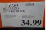 High Sierra Elite BackPack Costco Price