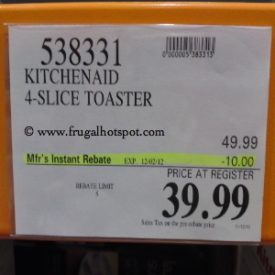 KitchenAid 4-Slice Toaster KMT422CU Costco Price