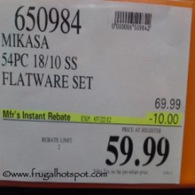 Mikasa 54 Piece 18/10 SS Flatware Set Costco Price