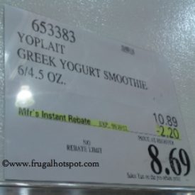 Yoplait Greek Yogurt Smoothie 6/4.5 oz Costco Price