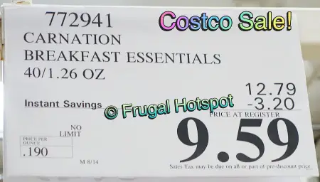 Carnation Breakfast Essentials Milk Chocolate | Costco Sale Price