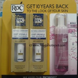 RoC Retinol Correxion Deep Wrinkle Day or Night Cream 2 Pack/1.1 oz Plus BONUS Foam Cleanser 5 oz Costco