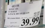 Costco Sale Price: Philips Sonicare Replacement Brush Heads 6-Pack E-Series 