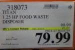 Titan 1.25 HP Food Waste Disposer Costco Price
