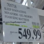 Sleep Innovations Novaform Gel Memory Foam Mattress King Size Costco Price