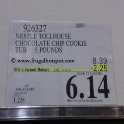 Nestle Tollhouse Chocolate Chip Cookie 5-Pound Tub. Costco Price