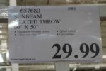 Costco Sale Price: Sunbeam 50" x 60" Velvet Plush Heated Throw