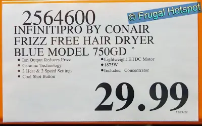 Conair Infiniti PRO Frizz-Free Hair Dryer | Costco Price