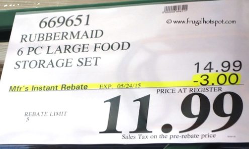 Costco Sale Price: Rubbermaid 6 Piece Easy Find Lids Food Storage Containers