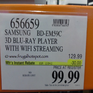 Samsung 3D Blu-ray Player BD-EM59C Costco Price
