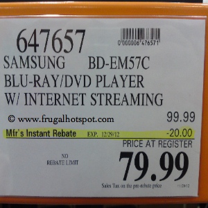 Samsung Blu-ray DVD BD-EM57C Costco Price