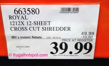 Royal 12-Sheet Heavy Duty Crosscut Shredder Costco Price | Frugal Hotspot