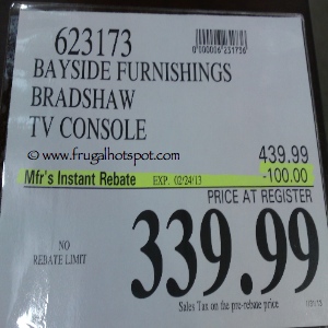Bayside Furnishings Bradshaw TV Console | Costco Sale Price