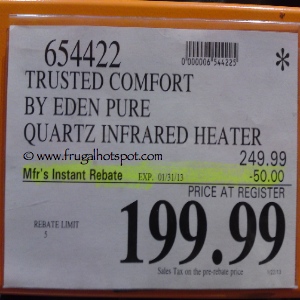 Trusted Comfort Quartz Infrared Heater by Eden Pure | Costco Sale Price