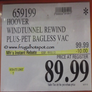 Hoover Windtunnel Rewind Plus Pet Bagless Vacuum | Costco Sale Price