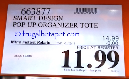 Smart Design Pop-Up Organizer Tote | Costco Price