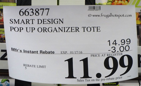 Smart Design Pop-Up Organizer Tote | Costco Price