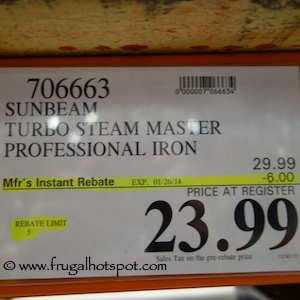 Sunbeam Turbo Steam Master Professional Iron | Costco Sale Price