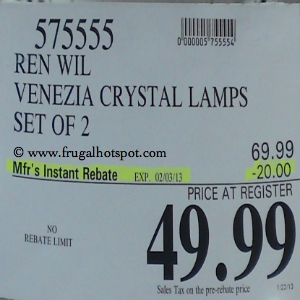 Venezia Crystal Lamps Set of 2 Costco Price
