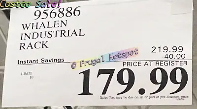Costco Sale Price | Whalen Industrial Rack | Item 956886