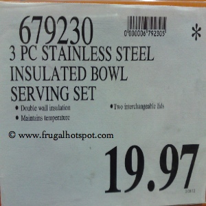 Stainless Steel 3 Piece Chip & Dip with Insulated Bowl Serving Set | Costco Price