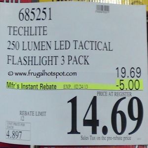 Techlite 250 Lumens LED Tactical Flashlight 3-Pack | Costco Sale Price