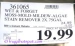 Costco Sale Price: Wet & Forget Moss Mold Mildew Algae and Stain Remover